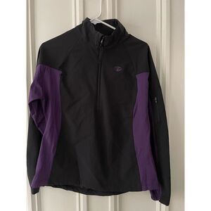 Duofold black and purple lightweight 1/2zip pullover jacket M